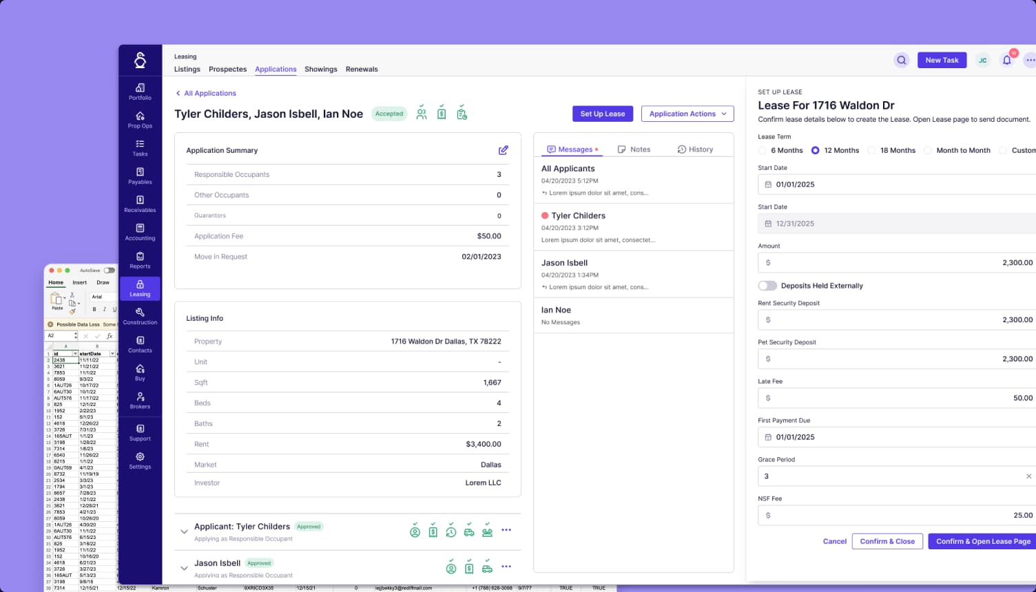 End-to-End Lease Creation interface screenshot