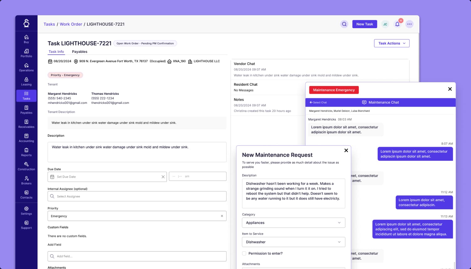 Work Order Management interface screenshot